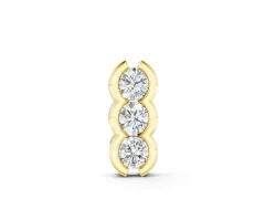 Three Stone Round Diamond Pendant Set in Yellow gold with Shared Prong Setting