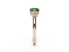 Fancy Green Princess Cut Diamond Five-Stone Prong Set Band Ring Set in Rose gold with Polished Band