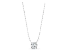 Round Solitaire Pendant Set in Silver with Four-Prong Basket Setting