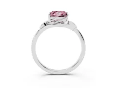 Fancy Pink Princess Cut Diamond Solitaire Ring Set in Platinum with Polished Twist Band