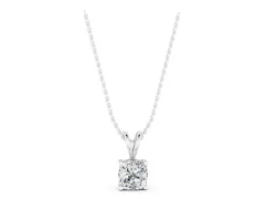 Cushion Diamond Solitaire Pendant Set in Silver with Prong Setting