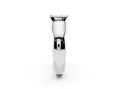 Radiant Cut Diamond Bezel Solitaire Ring Set in Silver with Wide Band