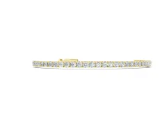 Round Cut Diamond Tennis Bracelet Set in Yellow gold with Box Chain and Four-Prong Setting