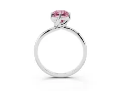 Fancy Pink Radiant Cut Diamond Solitaire Engagement Ring Set in White gold with Classic Plain Band