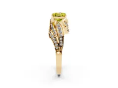Fancy Yellow Asscher Cut Diamond Solitaire Ring Set in Yellow gold with Layered Twist Pavé Band