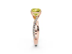 Fancy Yellow Princess Cut Diamond Twisted Pavé Band Ring Set in Rose gold with Prong Setting
