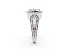 Radiant Cut Diamond Halo Ring Set in Platinum with Milgrain Accent Split Shank