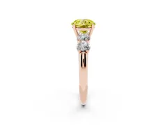 Fancy Yellow Round Cut Diamond Five-Stone Prong Set Ring Set in Rose gold with Classic Band