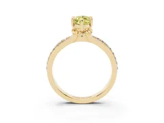 Fancy Yellow Marquise Cut Diamond Solitaire Ring Set in Yellow gold with Channel Set Band and Prong Setting