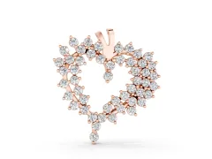 Diamond Cluster Heart Pendant Set in Rose gold with Prong-Set Round Stones