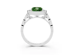 Fancy Green Princess Cut Diamond Halo Engagement Ring Set in Platinum with Milgrain Band and Prong Setting