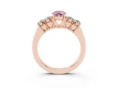 Fancy Pink Pear Cut Diamond Five-Stone Prong Set Band Ring Set in Rose gold with Polished Band