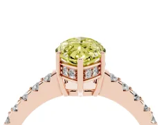 Fancy Yellow Marquise Cut Diamond Solitaire Engagement Ring Set in Rose gold with Pavé Band and Prong Setting