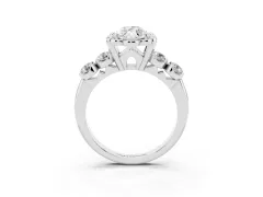 Marquise Cut Diamond Floral Halo Ring Set in Platinum with Shared Prong Band