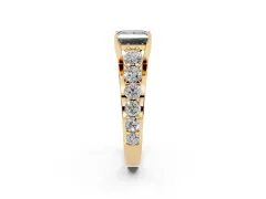 Fancy Black Princess Cut Diamond Pavé Engagement Ring Set in Yellow gold with Prong Setting