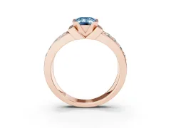 Fancy Blue Emerald Cut Diamond Wide Channel Set Band Ring Set in Rose gold with Bezel Setting