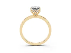 Radiant Cut Diamond Solitaire Ring Set in Yellow gold with Plain Band and Prong Setting