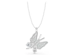Pavé Round Diamond Butterfly Pendant Set in White gold with Prong Setting