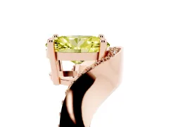 Fancy Yellow Oval Cut Diamond Solitaire Engagement Ring Set in Rose gold with Pavé Shoulders