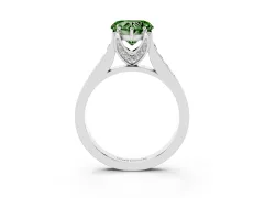 Fancy Green Heart Cut Diamond Solitaire Pavé Engagement Ring Set in White gold with Prong Setting