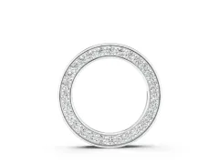 Round Diamond Pavé Circle Pendant Set in Silver with Polished Edges