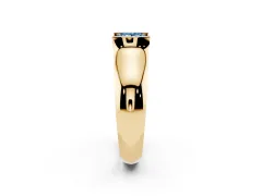 Fancy Blue Princess Cut Diamond Bezel Solitaire Ring Set in Yellow gold with Wide Band