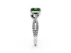 Fancy Green Asscher Cut Diamond Twist Pavé Solitaire Engagement Ring Set in Platinum with Prong Setting