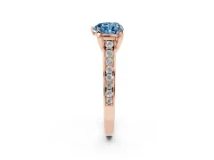 Fancy Blue Heart Cut Diamond Solitaire Pavé Engagement Ring Set in Rose gold with Prong Setting