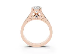 Oval Cut Diamond Channel Set Solitaire Engagement Ring Set in Rose gold with Prong Setting