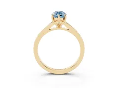 Fancy Blue Marquise Cut Diamond Solitaire Ring Set in Yellow gold with Pavé Accent Band and Classic Prong Setting