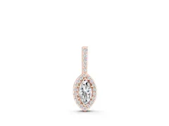 Marquise Diamond Halo Pendant Set in Rose gold with Pavé Frame
