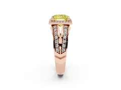 Fancy Yellow Princess Cut Diamond Halo Ring Set in Rose gold with Double Pavé Split Shank