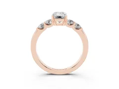 Emerald Cut Diamond Five-Stone Prong Set Engagement Ring Set in Rose gold with Channel Band