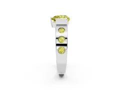 Fancy Yellow Heart Cut Diamond Channel-Set Band Ring Set in White gold with Bezel Prong Setting