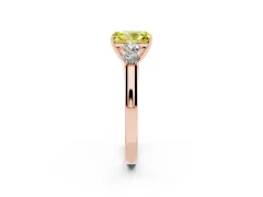 Fancy Yellow Radiant Cut Diamond Five-Stone Prong Set Band Ring Set in Rose gold with Polished Band