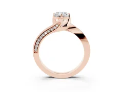 Emerald Cut Diamond Solitaire Ring Set in Rose gold with Intertwined Pavé Twist Band