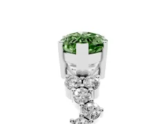 Fancy Green Marquise Cut Diamond Ring Set in Silver with Scattered Round Accents
