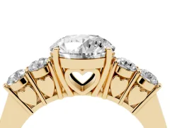Round Cut Diamond Five-Stone Prong Set Band Ring Set in Yellow gold with Polished Band