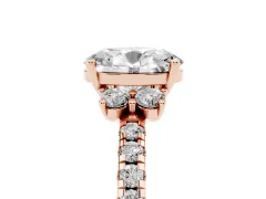 Oval Cut Diamond Three-Stone Pavé Ring Set in Rose gold with Prong Setting