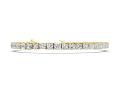 Princess Cut Diamond Tennis Bracelet Set in Yellow gold with Channel Setting