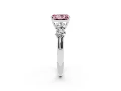 Fancy Pink Radiant Cut Diamond Five-Stone Prong Set Ring Set in Silver with Classic Band