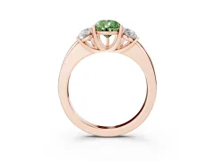 Fancy Green Pear Cut Diamond Three-Stone Ring Set in Rose gold with Bold Center and Classic Band