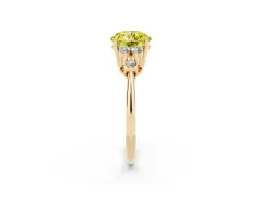 Fancy Yellow Round Cut Diamond Cluster Ring Set in Yellow gold with Plain Band and Prong Setting