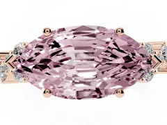 Fancy Pink Marquise Cut Diamond Ring Set in Rose gold with Scattered Round Accents