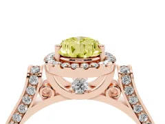 Fancy Yellow Pear Cut Diamond Halo Ring Set in Rose gold with Pavé-Lined Split Shank Band