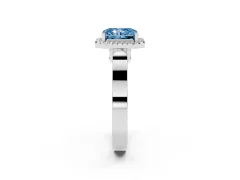 Fancy Blue Radiant Cut Diamond Halo Ring Set in Platinum with Pavé-Lined Split Shank Band