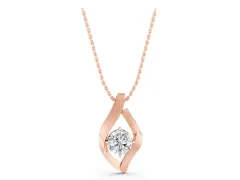 Leaf Pendant Set in Rose gold with Bezel-Set Round Diamond
