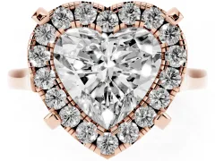 Heart Cut Diamond Cluster Halo Solitaire Ring Set in Rose gold with Prong Setting