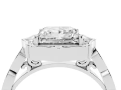 Princess Cut Diamond Halo Engagement Ring Set in Silver with Milgrain Band and Prong Setting