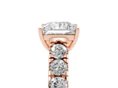Princess Cut Diamond Solitaire Ring Set in Rose gold with Cut-Down Micro Pavé Band and Prong Setting
